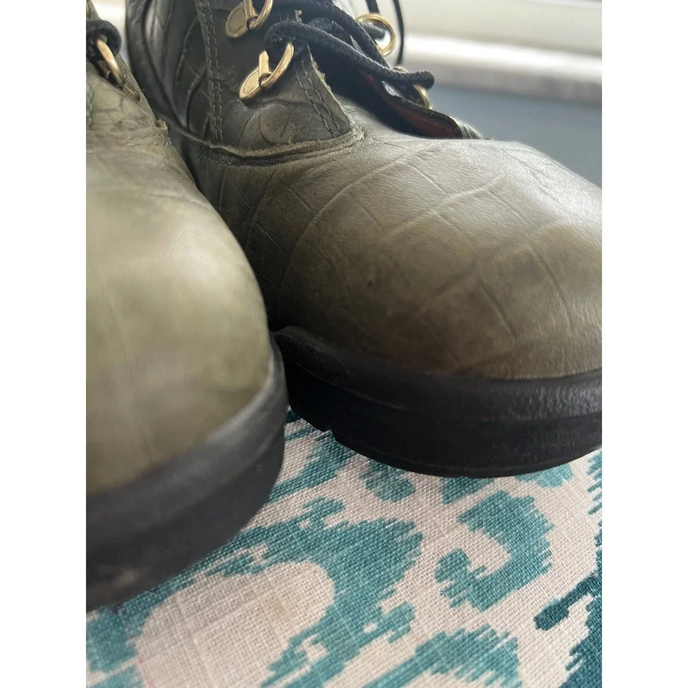 Timberland Leather‎ Ankle Boots Alligator Print Lace Up Gold Accents 6.5